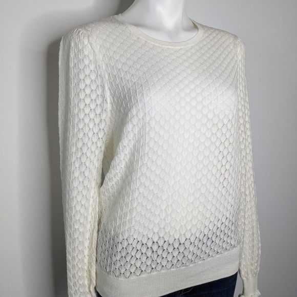 White Textured Sweater by Autumn Cashmere - Picture 3 of 7